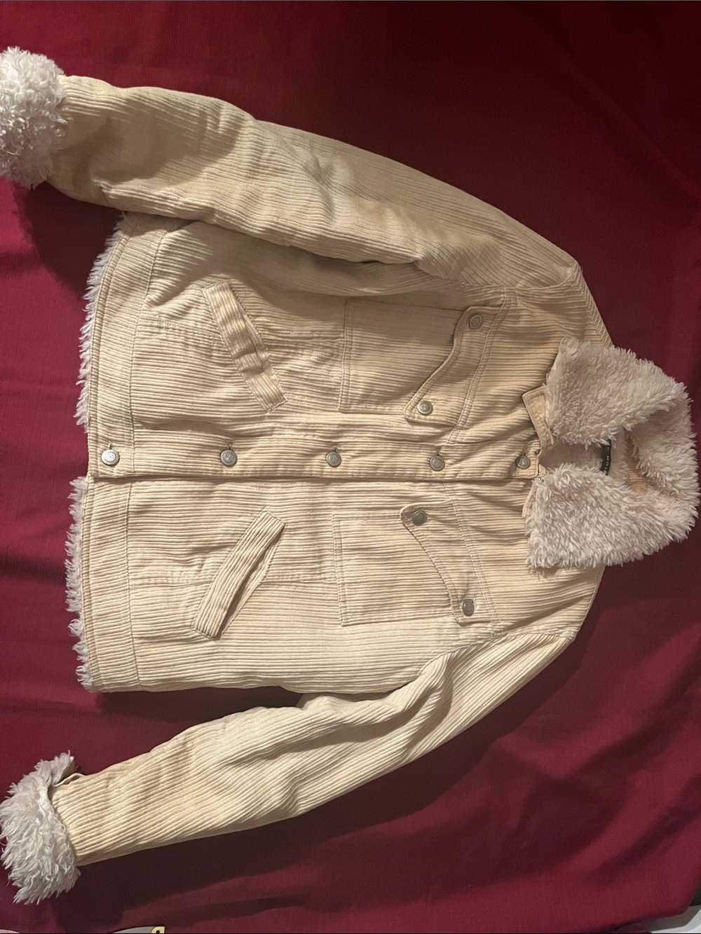 Cream Faux-Shearling Corduroy Jacket - Women